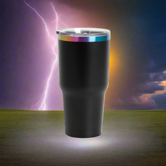 30 oz. Black/rainbow tone Engravable Tumbler